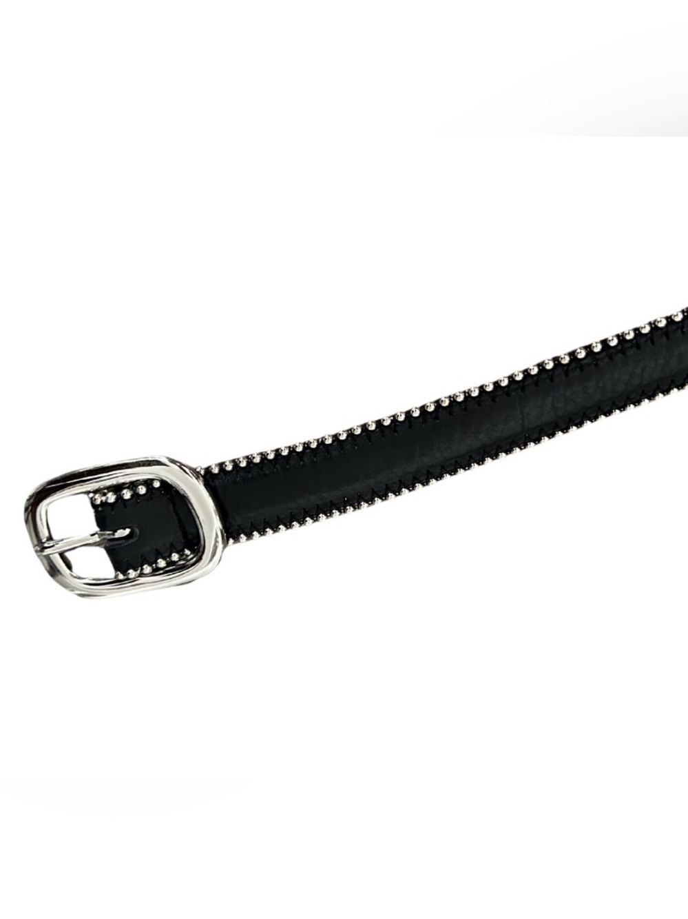 Studded Minimalist Leather Belt | Black/Silver | Size M
